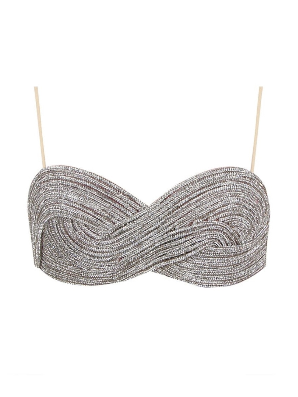 Strapless Silver Rhinestone Bandeau Bra
